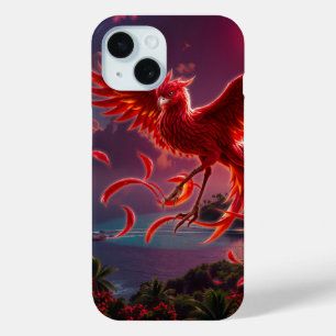 Coque Pour iPhone 15 Phénix cramoisi de la marée au clair de lune.