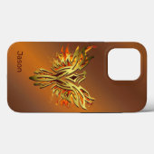 Coques Case-Mate iPhone Phoenix flammé sur bronze (Verso (horizontal))