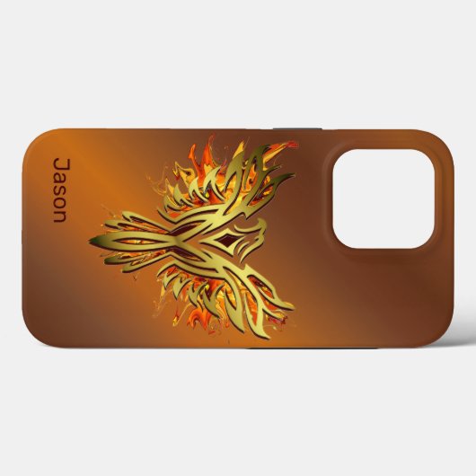 Coques Case-Mate iPhone Phoenix flammé sur bronze (Verso (horizontal))