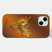 Coques Case-Mate iPhone Phoenix flammé sur bronze (Verso (horizontal))