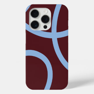 Coque iPhone 15 Pro Phone Case – Blue Lines on Burgundy