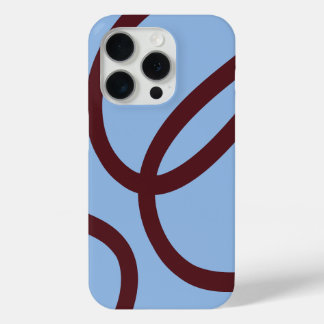 Coque iPhone 15 Pro Phone Case – Burgundy Lines on Blue