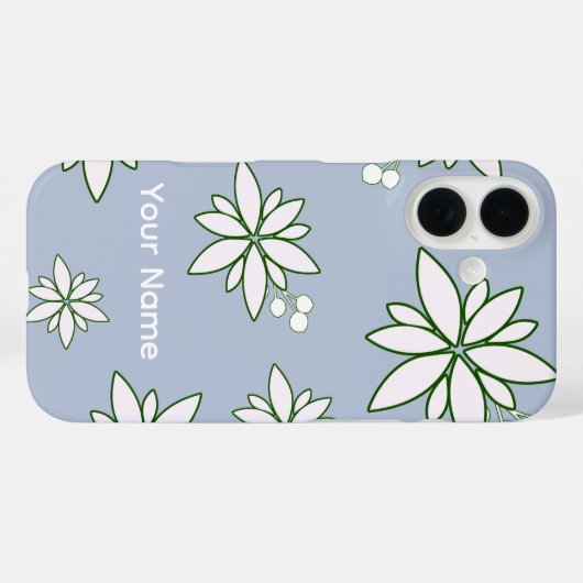 Coques Case-Mate iPhone phone case periwinkle with white flowers (Verso (horizontal))