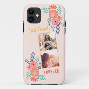 Case-Mate iPhone Case Photo BFF personnalisée Corail Rose Aquarelle Flo