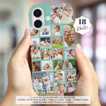 Coques iPhone 16 Photo Collage 18 Photos Couleur personnalisée Mint<br><div class="desc">Portez 18 de vos photos préférées sur ce boîtier de téléphone portable couleur personnalisée avec un collage photo d'une variété de formes et de tailles d'images (montré en vert menthe ou turquoise). Modifiez la couleur de l'arrière - plan dans EDIT. OPTIONS TÉLÉPHONIQUES : L'exemple est affiché sur l'Apple iPhone 16...</div>