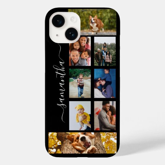 Coques Case-Mate iPhone Photo Collage Calligraphie Monogramme Nom Script (Verso)