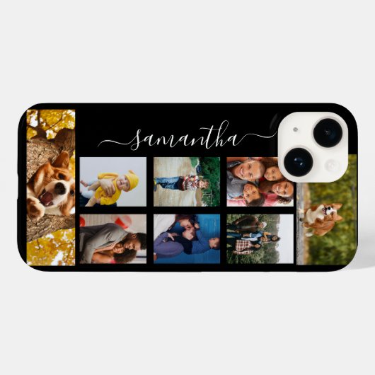 Coques Case-Mate iPhone Photo Collage Calligraphie Monogramme Nom Script (Verso (horizontal))