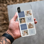 Case-Mate iPhone Case Photo Collage moderne & Bleu Happy Fête des pères<br><div class="desc">Modern Collage Photo & Blue Happy Fête des pères Gift est un cadeau personnalisé et réfléchi pour célébrer l'homme spécial dans votre vie sur la Fête des pères. Le cadeau comprend un cadre photo de collage magnifiquement conçu avec de l'espace pour de multiples images, vous permettant de capturer et d'afficher...</div>