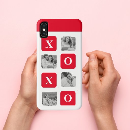 Coques Case-Mate iPhone Photo Collage moderne Couple et XOXO rouge