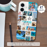 Coques iPhone 16 Photo Collage Monogramme Nom 17 Photos Blanc<br><div class="desc">Portez 17 de vos photos préférées sur ce boîtier de téléphone portable couleur arrière - plan personnalisé avec un collage photo de différentes formes et tailles et personnalisées avec votre monogramme et nom dans une police de script moderne sur la première (montré en noir et gris sur un arrière -...</div>