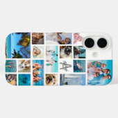 Coques Case-Mate iPhone Photo Collage Monogramme Nom 17 Photos Blanc (Verso (horizontal))