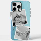 Coques Case-Mate iPhone Photo Collage Nom Aquarelle Bleu (Verso)