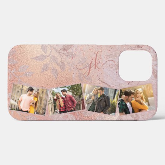 Coques Case-Mate iPhone Photo Collage Zig Zag Rose Gold Leaf Horizontal (Verso (horizontal))