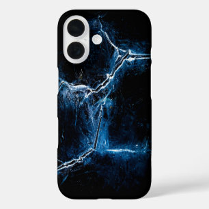 Coques iPhone 16 Photo d'art sur glace bleu foncé