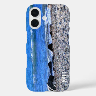 Coques iPhone 16 Photo de Blue Ocean Simple Ajouter Monogramme