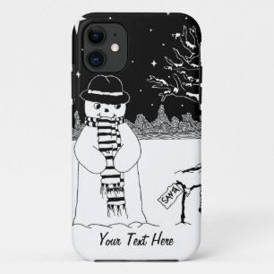 Case-Mate iPhone Case photo de bonhomme de neige monochrome pour noël
