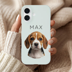 Coques iPhone 16 Photo de chien personnalisé au sage et nom
