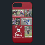 Coques Pour iPhone Photo de crosse personnalisée Numéro de collage<br><div class="desc">Ce coque iphone Lacrosse personnalisé vous propose vos 5 photos, le nom du joueur et le numéro de l'équipe et le nom du joueur. Personnalisez avec des plans d'action, une photo d'équipe, des photos de tournoi, etc. Changez facilement la couleur de l'arrière - plan pour correspondre aux couleurs de votre...</div>