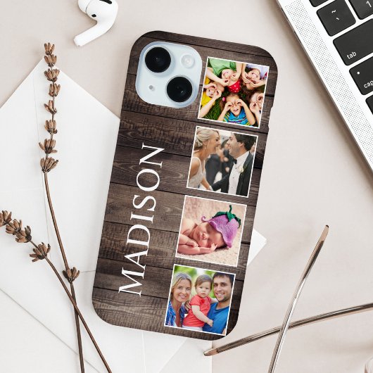 Coques Case-Mate iPhone Photo de Custom Collage Rustic Farmhouse Family