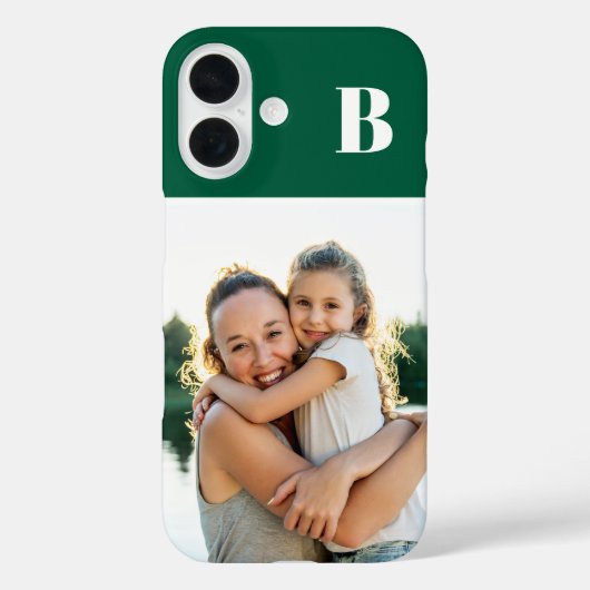 Coques Case-Mate iPhone Photo de famille monogrammée vert chasseur (Verso)