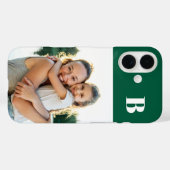 Coques Case-Mate iPhone Photo de famille monogrammée vert chasseur (Verso (horizontal))