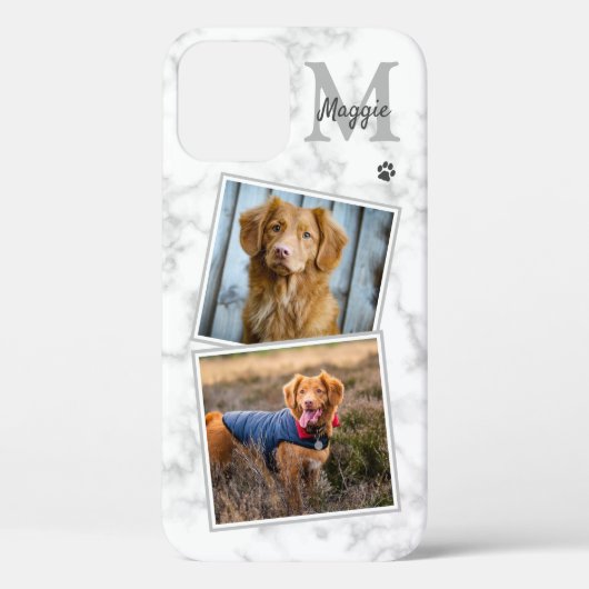Coques Case-Mate iPhone Photo de l'animal Marbre Monogramme Nom initial 2  (Verso)