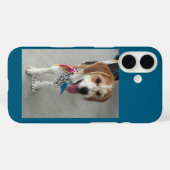 Coques Case-Mate iPhone Photo de l'animal & Nom blanc, Bleu (Verso (horizontal))