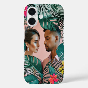 Coques iPhone 16 Photo d'élégance tropicale avec feuilles de jungle