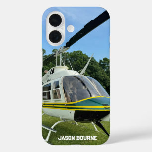 Coques iPhone 16 Photo d'hélicoptère à monogramme, aviation cool et