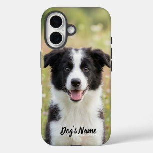 Coques iPhone 16 Photo et nom de Border Collie personnalisés