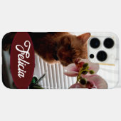 Coques Case-Mate iPhone Photo et nom du chat de gingembre, personnalisable (Verso (horizontal))