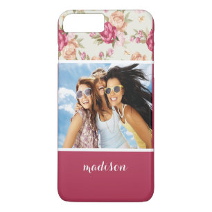 Coque iPhone 7 Plus Photo et nom personnalisés Beau Motif Peony