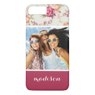 Coque iPhone 7 Plus Photo et nom personnalisés Beau Motif Peony