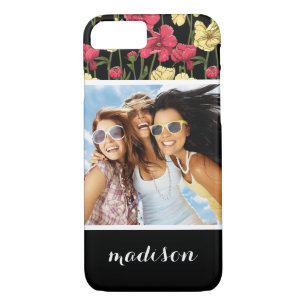 Coques Pour iPhone Photo et nom personnalisés Élégant motif floral 2
