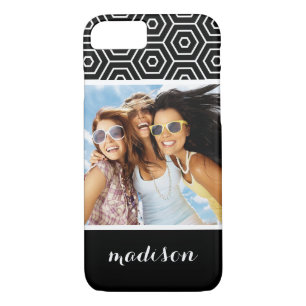 Coque Case-Mate Pour iPhone Photo et nom personnalisés motif géométrique hexag
