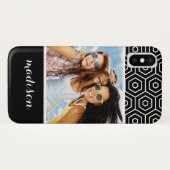 Coques Case-Mate iPhone Photo et nom personnalisés motif géométrique hexag (Dos (Horizontal))