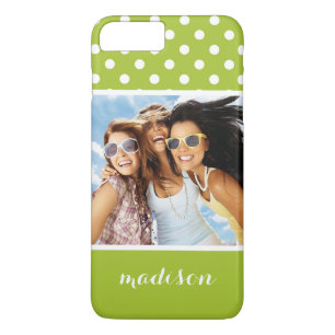 Coque iPhone 7 Plus Photo et nom personnalisés motif Spring avec pois