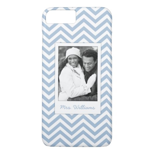 Coques Case-Mate iPhone Photo faite sur commande et Chevron bleu-clair (Dos)