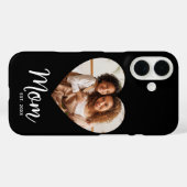Coques Case-Mate iPhone Photo Heart Mom Established Date Script Black Gift (Verso (horizontal))