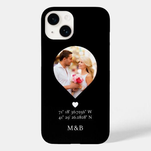 Coques Case-Mate iPhone Photo Monogramme Coeur romantique Coodinate Modern (Verso)