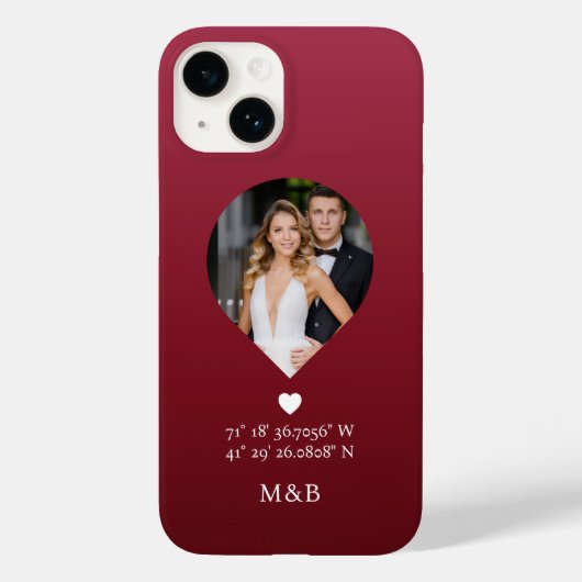 Coques Case-Mate iPhone Photo Monogramme Coeur romantique Coodinate Modern (Verso)