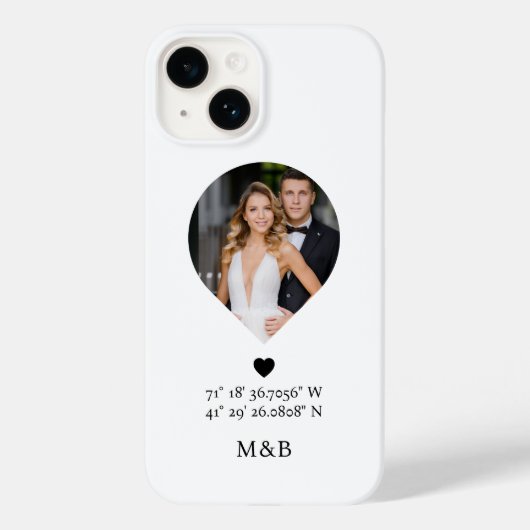 Coques Case-Mate iPhone Photo Monogramme Coeur romantique Coodinate Modern (Verso)
