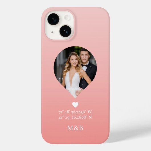 Coques Case-Mate iPhone Photo Monogramme Coeur romantique Coodinate Modern (Verso)