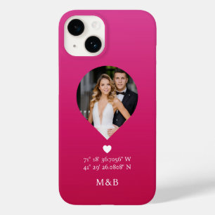 Coque Pour iPhone 14 Photo Monogramme Coeur romantique Coodinate Modern
