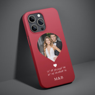 Coque Pour iPhone 14 Photo Monogramme Coeur romantique Coodinate Modern