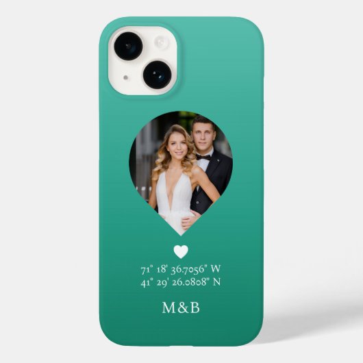 Coques Case-Mate iPhone Photo Monogramme Coeur romantique Coodinate Modern (Verso)