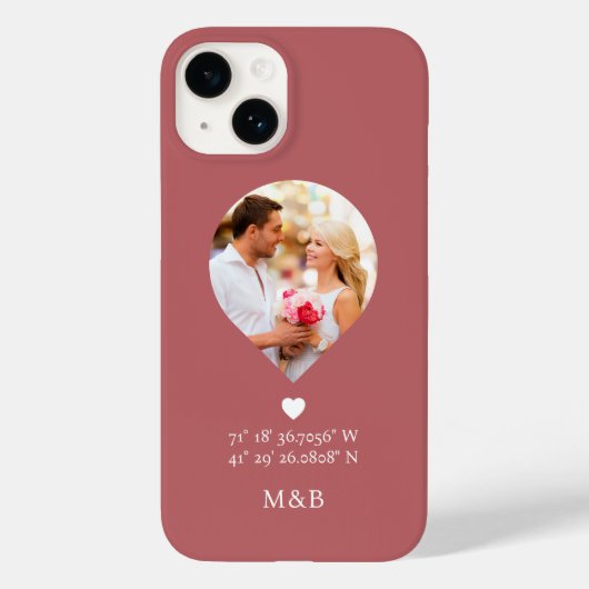 Coques Case-Mate iPhone Photo Monogramme Coeur romantique Coodinate Modern (Verso)