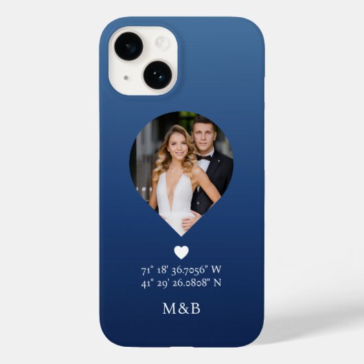 Coques Case-Mate iPhone Photo Monogramme Coeur romantique Coodinate Modern (Verso)