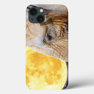 iPhone 13 Coque Photo mystique de l'éléphant africain et de la lun