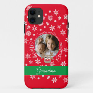 Case-Mate iPhone Case Photo Noël Rouge Cute Reindeer Blanc Script